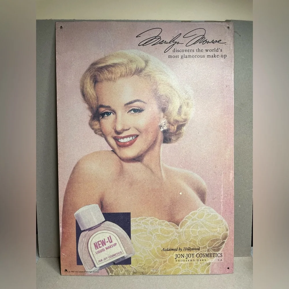 Marilyn Monroe Joy Joy Cosmetics 11x16 1995 Tin Wall Decor - Picture 1 of 5